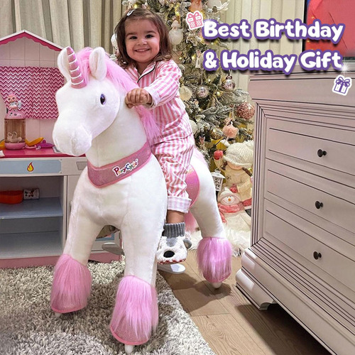 Paseo A Caballo En Unicornio Rosa Para Niñas De 4 A 8 Años Color