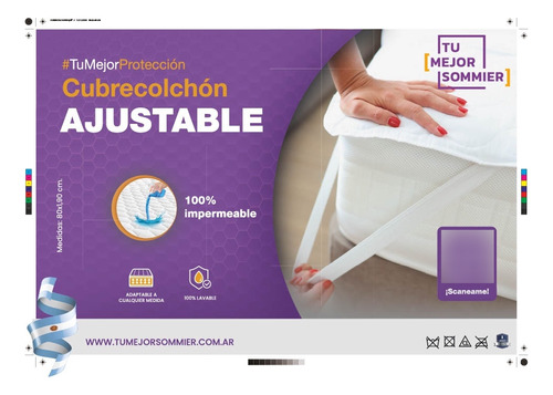 Cubrecolchon 200x200 2 Plaza Ajustable Lavable E Impermeable