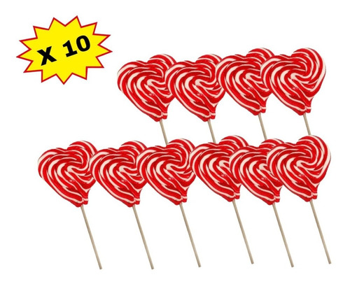 Paletas De Caramelos Corazon X10