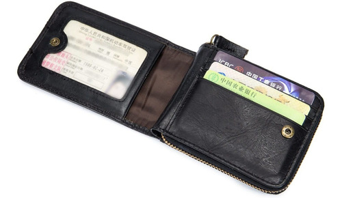 Mens Billetera De Cuero Con Cremallera De Bloqueo Rfid ...