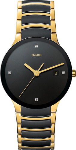 Rado R30935712 Centrix Ceramic Ladies Watch Esfera Negra Color del bisel Negro Color del fondo Negro