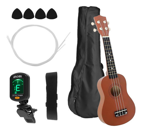 Ukelele Soprano Acústico De 21 Pulgadas, Kit De Ukelele Par