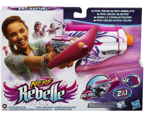 Pistola Nerf Rebelle Pink Crush X6 Unidades