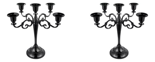 2 Candelabros Góticos De Metal Negro Con 5 Brazos