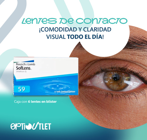 Lentes De Contacto Soflens 59 Bausch + Lomb Con Kit Optioutlet | Graduación -1.00 | Caja 6 Pzas + Espejo + Solución 60ml | Originales | Comodidad Todo El Día |