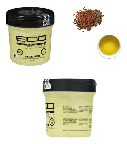Gel Eco Style Aceite De Ricino Negro Y Aceite De Linaza