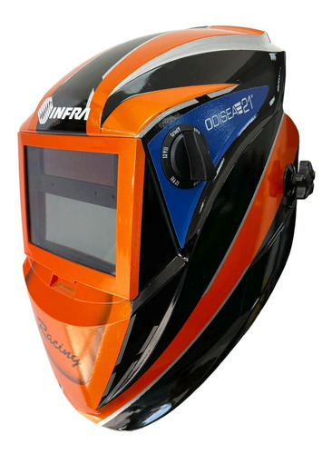 Careta Electrónica Para Soldar Automatic Infra Odisea Racing Color Naranja