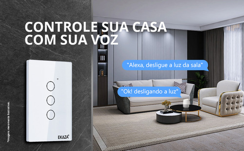 Interruptor Smart 2 Botões Led Touch 2.5d Wifi Tuya Ekaza