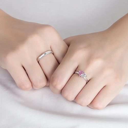 Anillos Plata 925 Corazón Ajustable Mujer Compromiso Pareja
