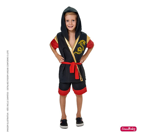 Fantasia Infantil Super Ninja Guerreiro Menino Lutador Luxo