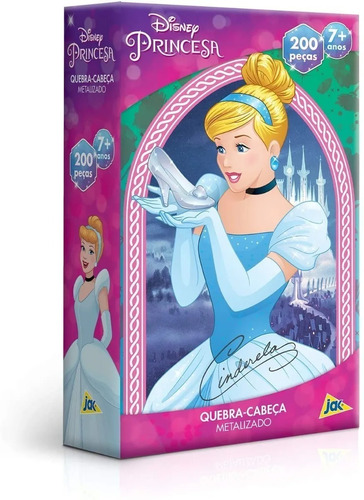 Quebra Cabeça Disney Princesa Cinderela Metalizado 200 Peças