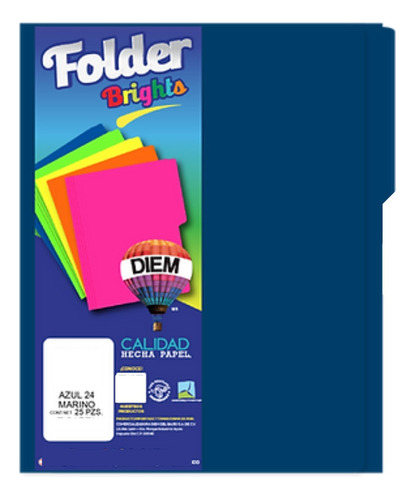Folder Tamaño Oficio Colores Brillantes 25 Pzas Color Azul marino
