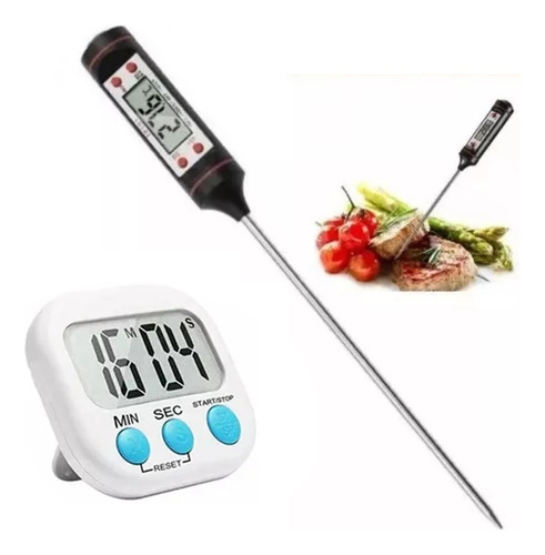 Termometro Digital De Cocina Reposteria + Reloj Temporizador