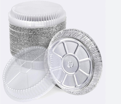 Charola De Aluminio Food Service Con Tapa 50 Pzs 7 Pulgadas