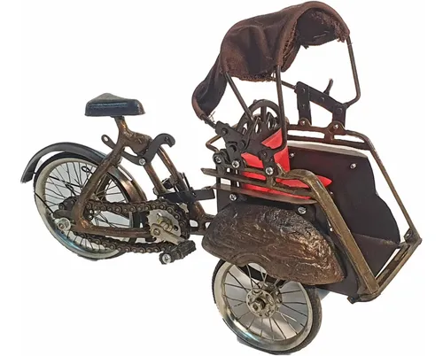 Bici Pasajeros Hindu Miñatura A Escala Importada India 20x30