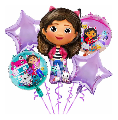 Pack 5 Globos Decoración Gaby La Casa De Muñecas Mide 92cm !