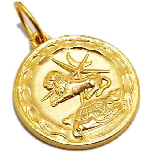 Medalla Signo Zodíaco - Leo - Plaqué Oro 21k - 22mm