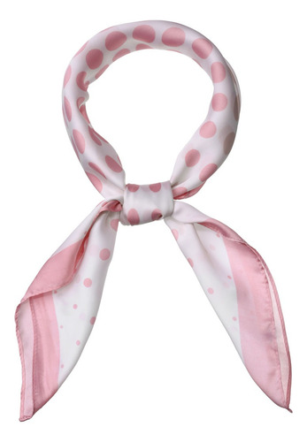 Pañuelo Cuadrado Mujer De Lunares Bufanda De Cuello 70x70cm Color Pink White Diseño De La Tela Polka Dots