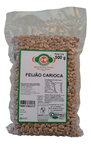 Feijão Carioca Orgânico À Vácuo Hf Carraro 500 G