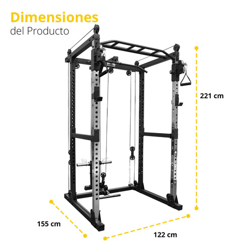 Power Rack Multifuncional Con Poleas Tayga Negro Negro