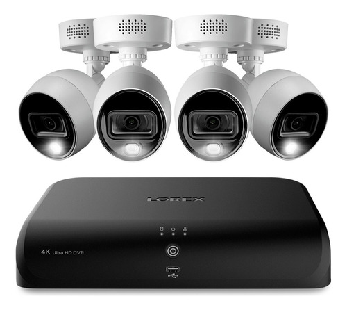 Lorex 8 Canales 4 Cámaras 4k Con Luz Dvr 2tb Vn Alexa Google