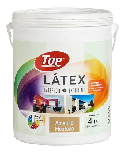 Latex Lavable Interior Exterior 4 Litros Colores Color Mostaza