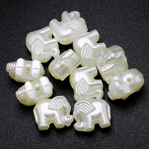Cuenta Separador Acrílico 100g Pulseras Bisutería Collares Elefante Nacar 100pz 2 Cm 1.2 Cm