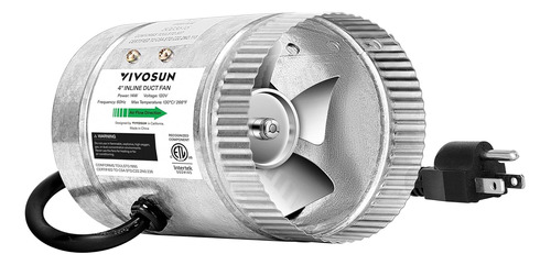 4 Inch Inline Duct Fan 100 Cfm, Hvac Extractor Ventilac...