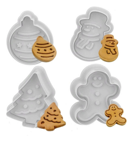 Ejetor Molde Cortador Bolachas Biscoito Natalino - 4 Modelos