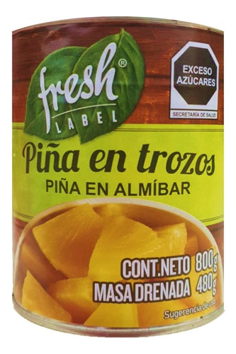 Piña En Almíbar Fresh Label En Trozos 800 Gr