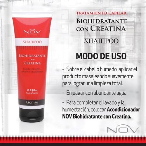 Shampoo O Acondicionador Biohidratante Con Creatina Nov