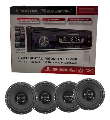 Estéreo Power Acoustick Un Din Bocinas 6.5 Db Es160