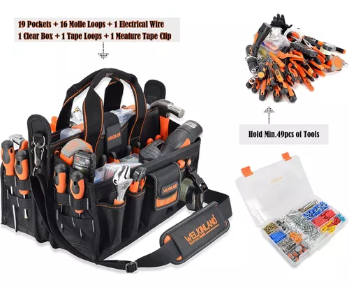  WELKINLAND Bolsa de herramientas pequeña de 13 pulgadas, bolsa  de herramientas para electricista, bolsa de herramientas eléctricas, bolsa  de herramientas HVAC, bolsas de herramientas para electricistas, bolsas de  herramientas para hombres