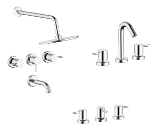 Griferia Baño Completo Ducha Bidet Lavatorio Vasser Onix