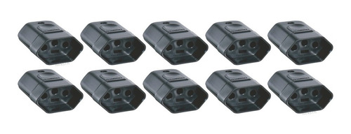 10x Plugue Tomada Fêmea 2p+t 10a 250v Preto Tramontina
