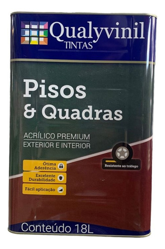 Tinta Qualyvinil Para Pisos E Quadra Acrílico Premium De 18l