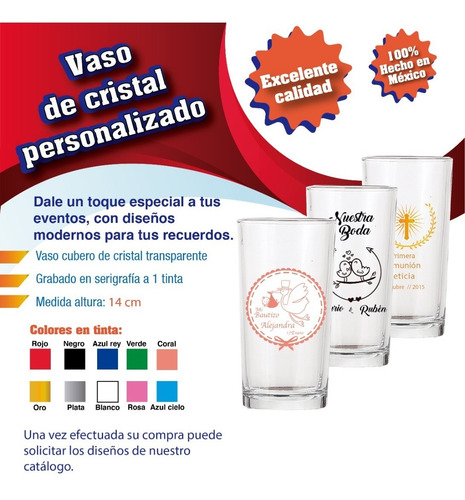 20 Vasos De Cristal Para Recuerdo Todo Tipo De Evento