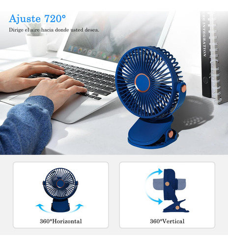 Ventilador Portátil Recargable, 6 Velocidades De Viento Y