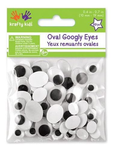 Krafty Kids Paste-on Googly Eyes, 10 19 Mm, Negro, 80 P...