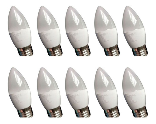 Pack X10 Lámparas Led Tipo Vela 5w Luz Fría E27 Yark - Rex