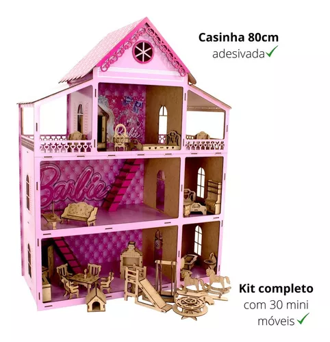 Casa Boneca MDF Pintado Brinquedo Móveis