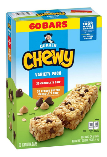 Chewy 60 Barras De Granola Chocolate Chip Y Peanut Butter.