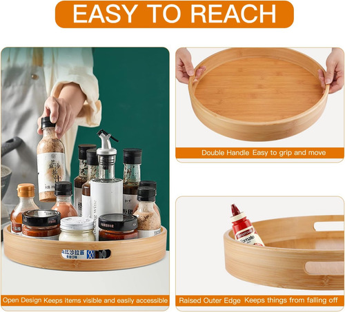 Organizador De Susan Lazy 14 Pulgadas, Bamboo Lazy Susan Par