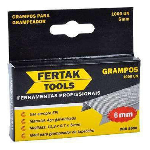 10 Mil Grampos Grampeador 11,3x0,7mm 06mm Fertak - Cod 8506