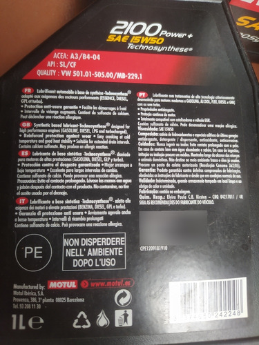 Aceite Motul 2100 Semisintético 15w50