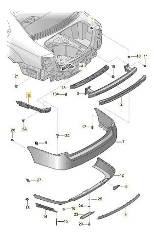 Soporte Paragolpe Trassero Izquierdo Vw Vento 05/10 Original