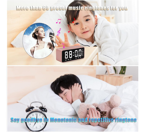 Reloj Despertador Digital Rosa Con Alarma Y Temperatura