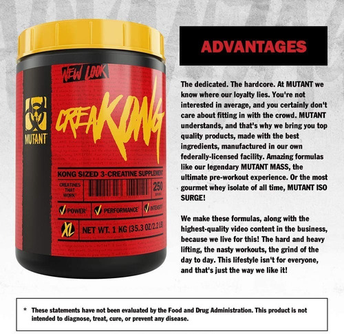 Imagen 5 de 10 de Mutant Creakong Creatina Creapure + Bulk Mass Gain Whey 5lbs