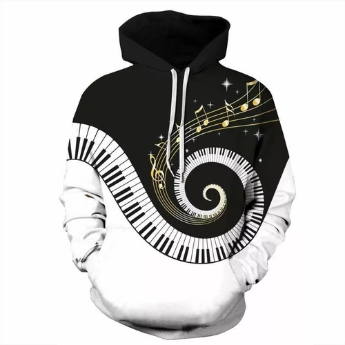 Sudadera Creativa Con Estampado De Nota Musical Blanca