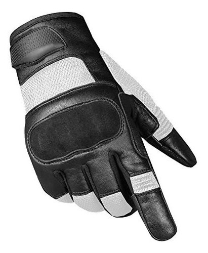 Guantes Moto Piel Cabra Tacticos Blancos Xxl